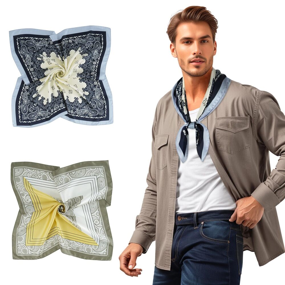 7362 Ethnic Neckerchief Silk , 27 Inch Head Bandana Foulard, Elegant Square